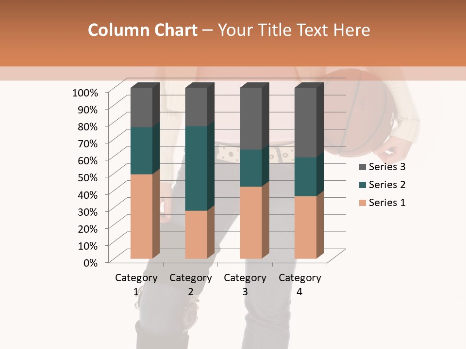 Casual Teen Girl With Basket Ball, Wearing Leg Brace. Full Body Over White With Clipping Path. PowerPoint Template