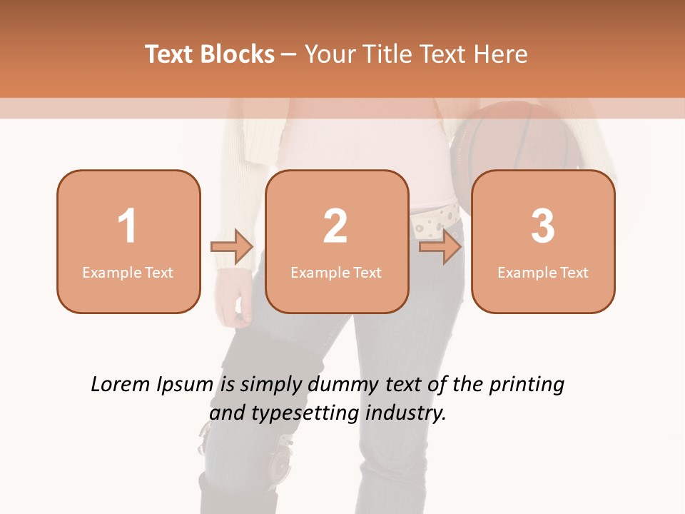 Casual Teen Girl With Basket Ball, Wearing Leg Brace. Full Body Over White With Clipping Path. PowerPoint Template