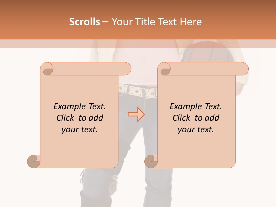 Casual Teen Girl With Basket Ball, Wearing Leg Brace. Full Body Over White With Clipping Path. PowerPoint Template