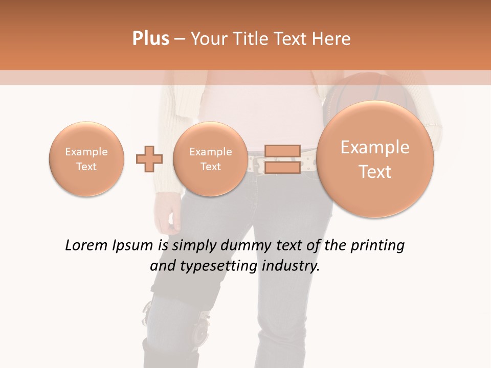 Casual Teen Girl With Basket Ball, Wearing Leg Brace. Full Body Over White With Clipping Path. PowerPoint Template