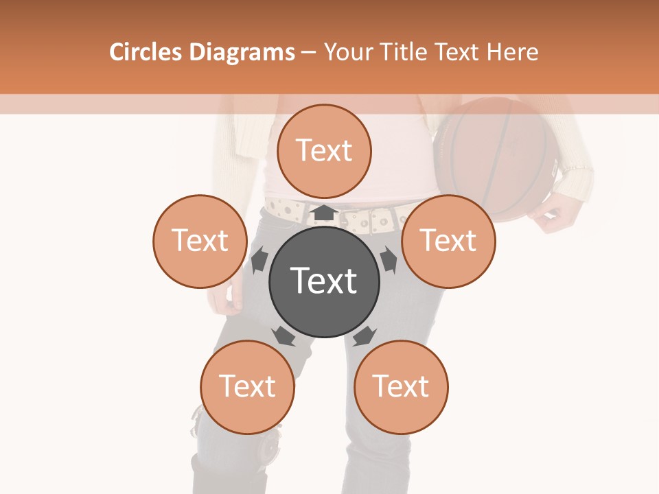 Casual Teen Girl With Basket Ball, Wearing Leg Brace. Full Body Over White With Clipping Path. PowerPoint Template