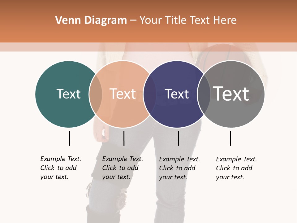 Casual Teen Girl With Basket Ball, Wearing Leg Brace. Full Body Over White With Clipping Path. PowerPoint Template