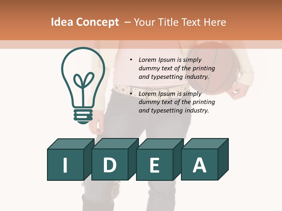 Casual Teen Girl With Basket Ball, Wearing Leg Brace. Full Body Over White With Clipping Path. PowerPoint Template