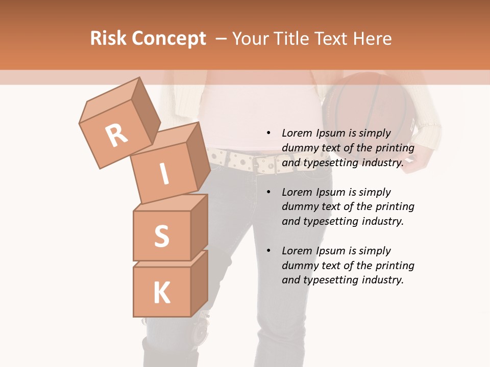 Casual Teen Girl With Basket Ball, Wearing Leg Brace. Full Body Over White With Clipping Path. PowerPoint Template