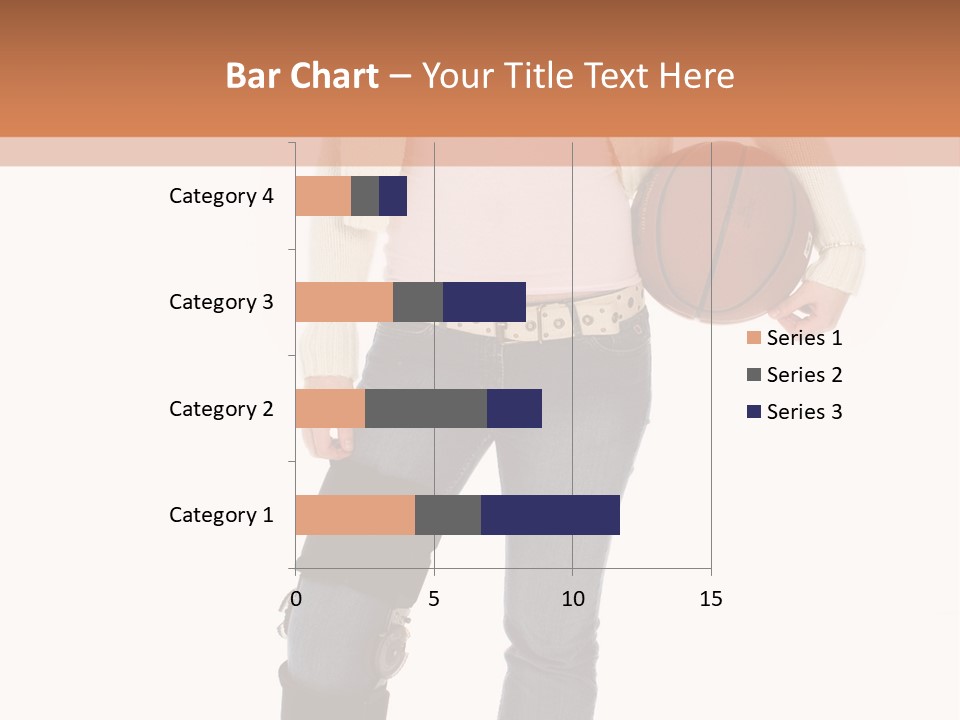 Casual Teen Girl With Basket Ball, Wearing Leg Brace. Full Body Over White With Clipping Path. PowerPoint Template