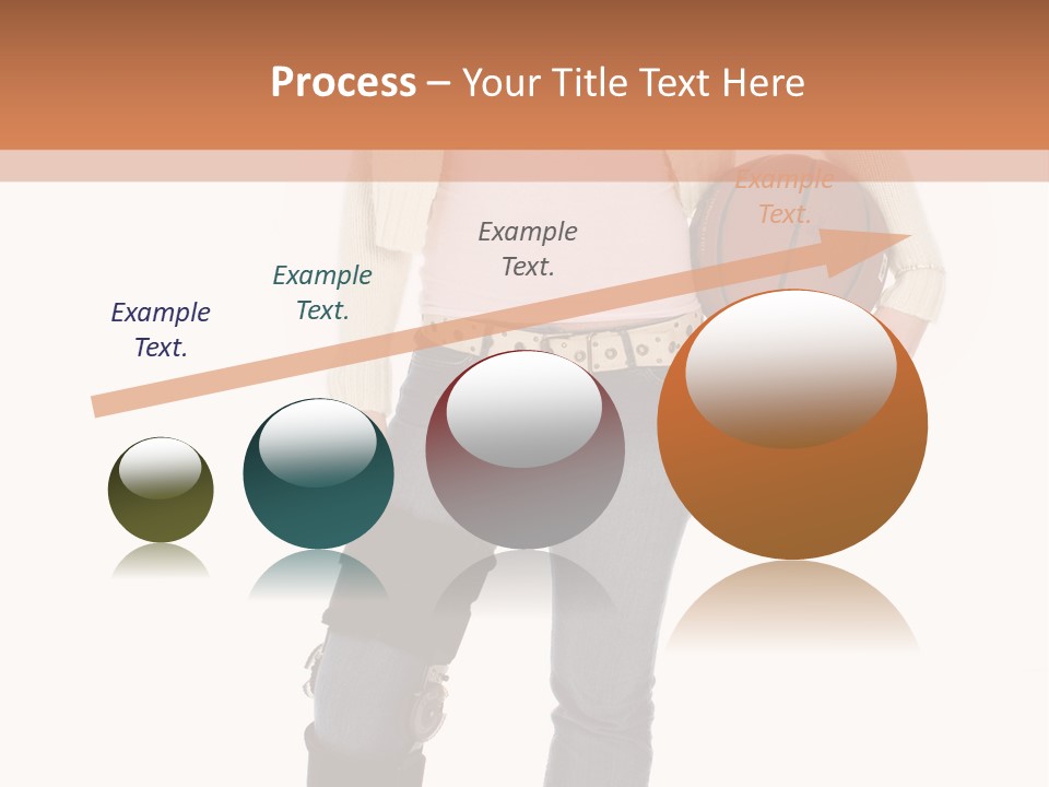 Casual Teen Girl With Basket Ball, Wearing Leg Brace. Full Body Over White With Clipping Path. PowerPoint Template