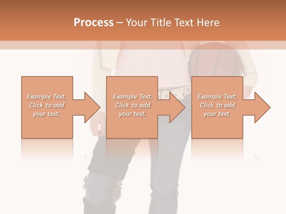 Casual Teen Girl With Basket Ball, Wearing Leg Brace. Full Body Over White With Clipping Path. PowerPoint Template