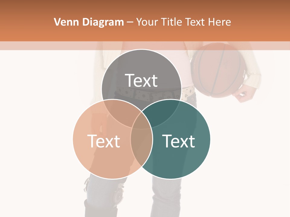 Casual Teen Girl With Basket Ball, Wearing Leg Brace. Full Body Over White With Clipping Path. PowerPoint Template