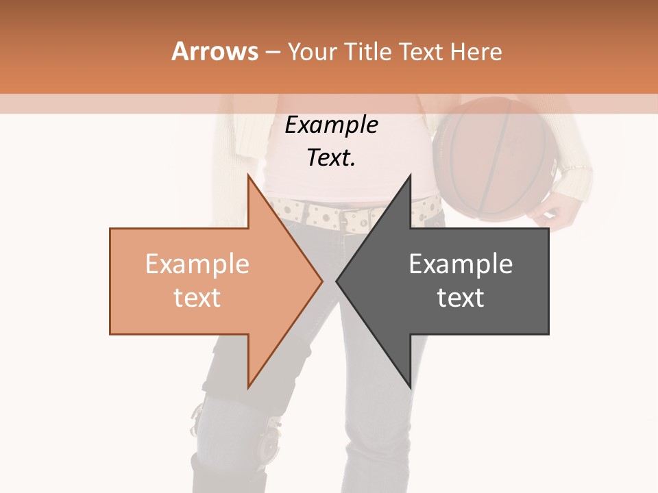 Casual Teen Girl With Basket Ball, Wearing Leg Brace. Full Body Over White With Clipping Path. PowerPoint Template