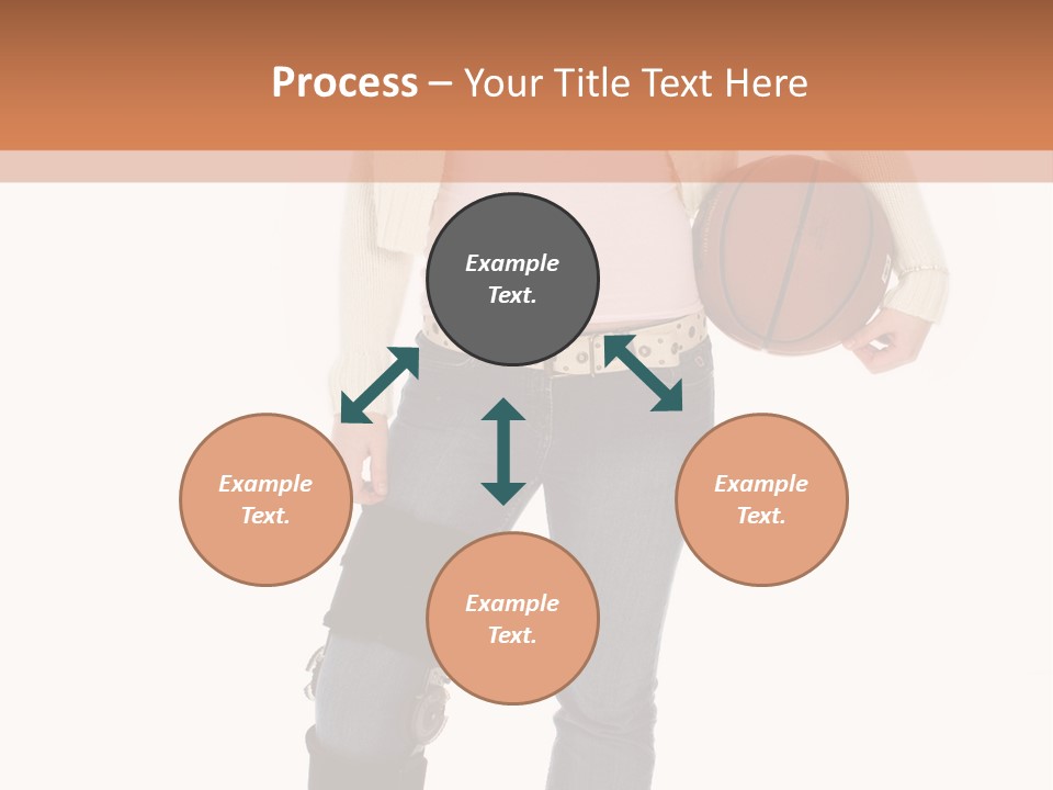 Casual Teen Girl With Basket Ball, Wearing Leg Brace. Full Body Over White With Clipping Path. PowerPoint Template