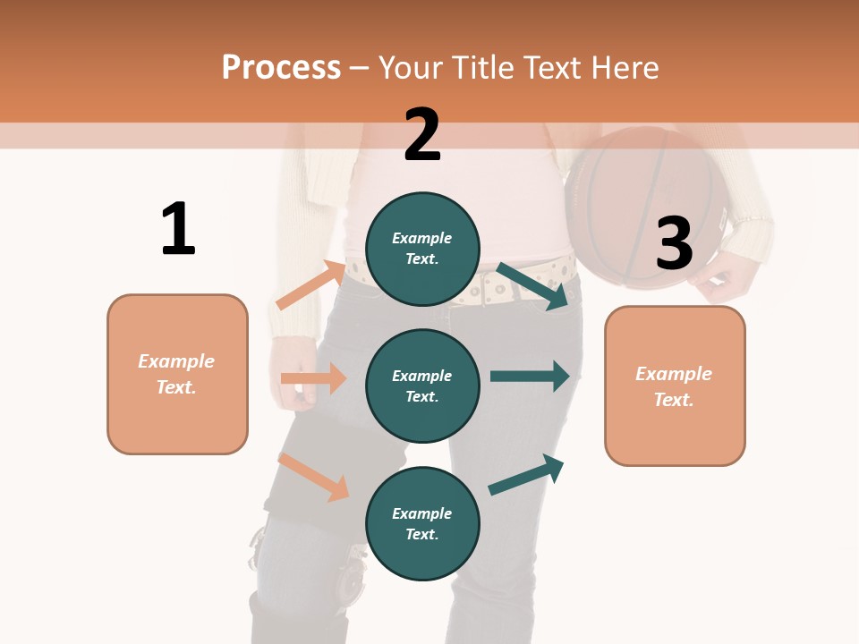 Casual Teen Girl With Basket Ball, Wearing Leg Brace. Full Body Over White With Clipping Path. PowerPoint Template