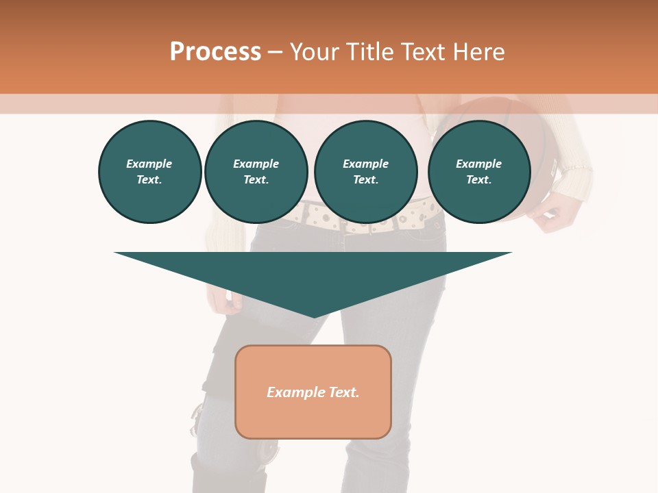 Casual Teen Girl With Basket Ball, Wearing Leg Brace. Full Body Over White With Clipping Path. PowerPoint Template