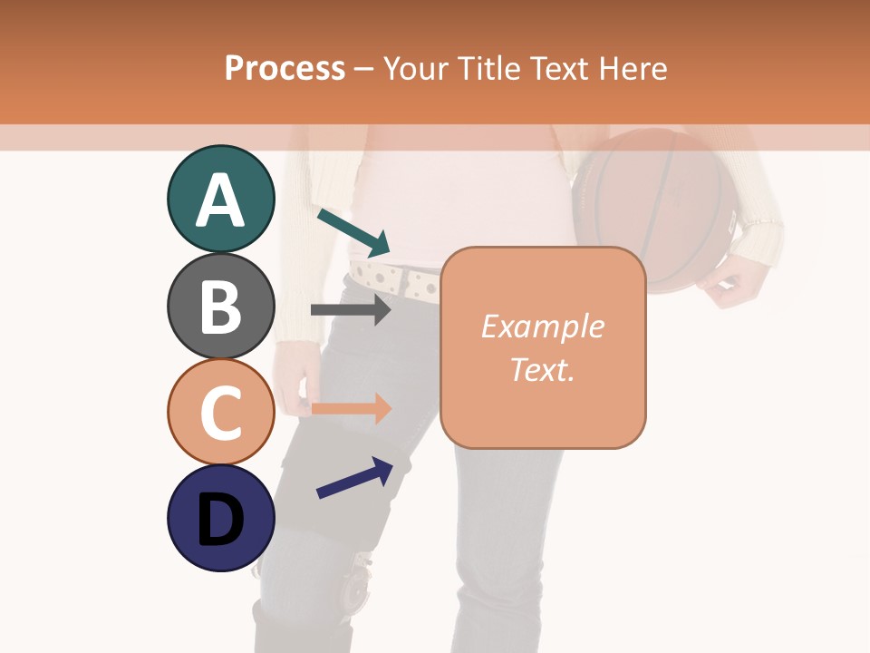 Casual Teen Girl With Basket Ball, Wearing Leg Brace. Full Body Over White With Clipping Path. PowerPoint Template