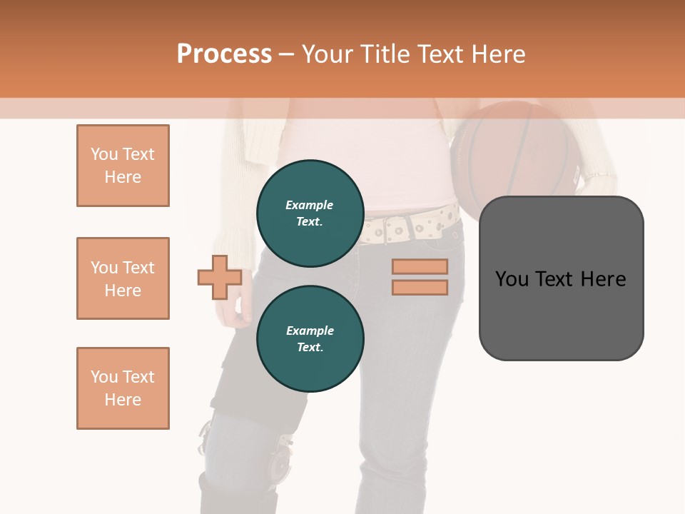 Casual Teen Girl With Basket Ball, Wearing Leg Brace. Full Body Over White With Clipping Path. PowerPoint Template