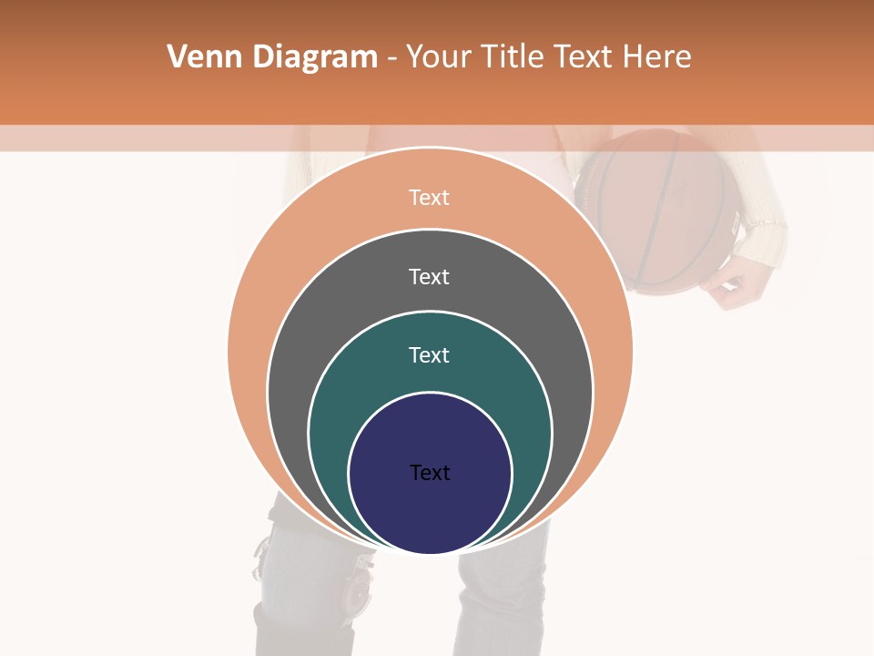 Casual Teen Girl With Basket Ball, Wearing Leg Brace. Full Body Over White With Clipping Path. PowerPoint Template