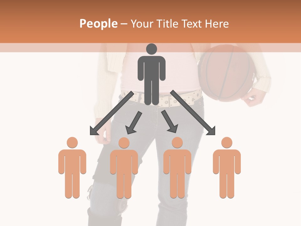 Casual Teen Girl With Basket Ball, Wearing Leg Brace. Full Body Over White With Clipping Path. PowerPoint Template