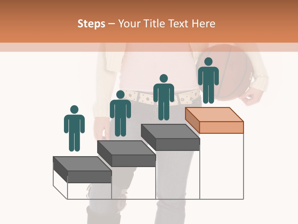 Casual Teen Girl With Basket Ball, Wearing Leg Brace. Full Body Over White With Clipping Path. PowerPoint Template