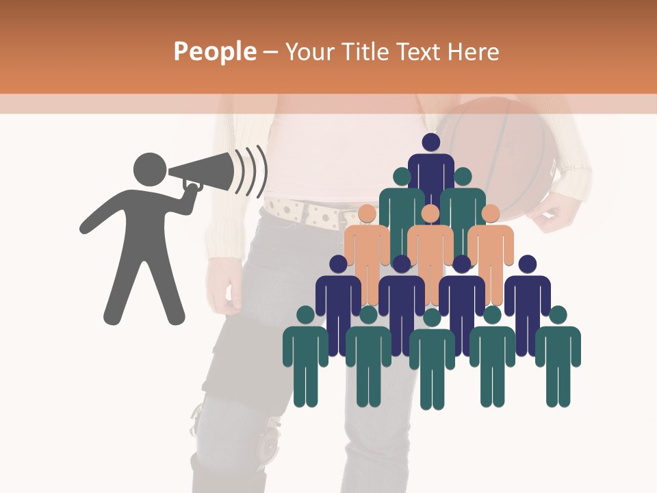 Casual Teen Girl With Basket Ball, Wearing Leg Brace. Full Body Over White With Clipping Path. PowerPoint Template