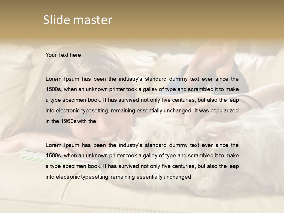 Portrait Of A Cute Young Woman Enjoying Quality Time With Her White West Highland Terrier, Jack PowerPoint Template