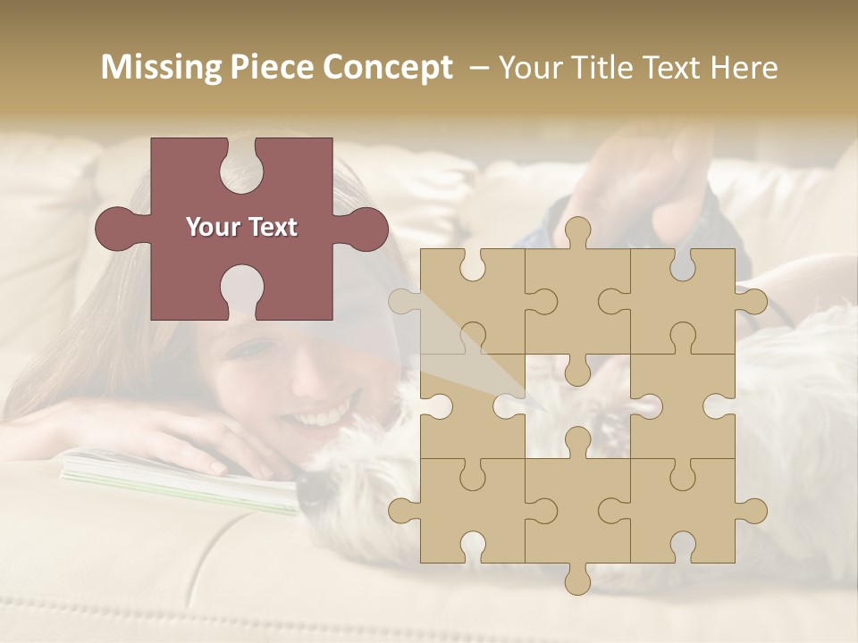 Portrait Of A Cute Young Woman Enjoying Quality Time With Her White West Highland Terrier, Jack PowerPoint Template