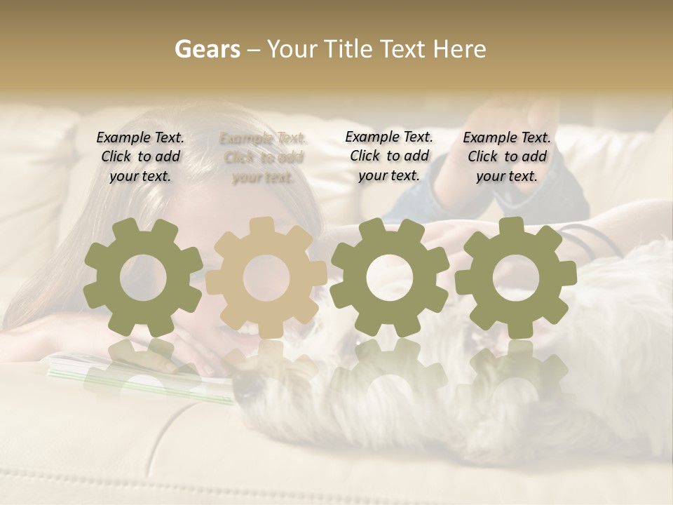 Portrait Of A Cute Young Woman Enjoying Quality Time With Her White West Highland Terrier, Jack PowerPoint Template