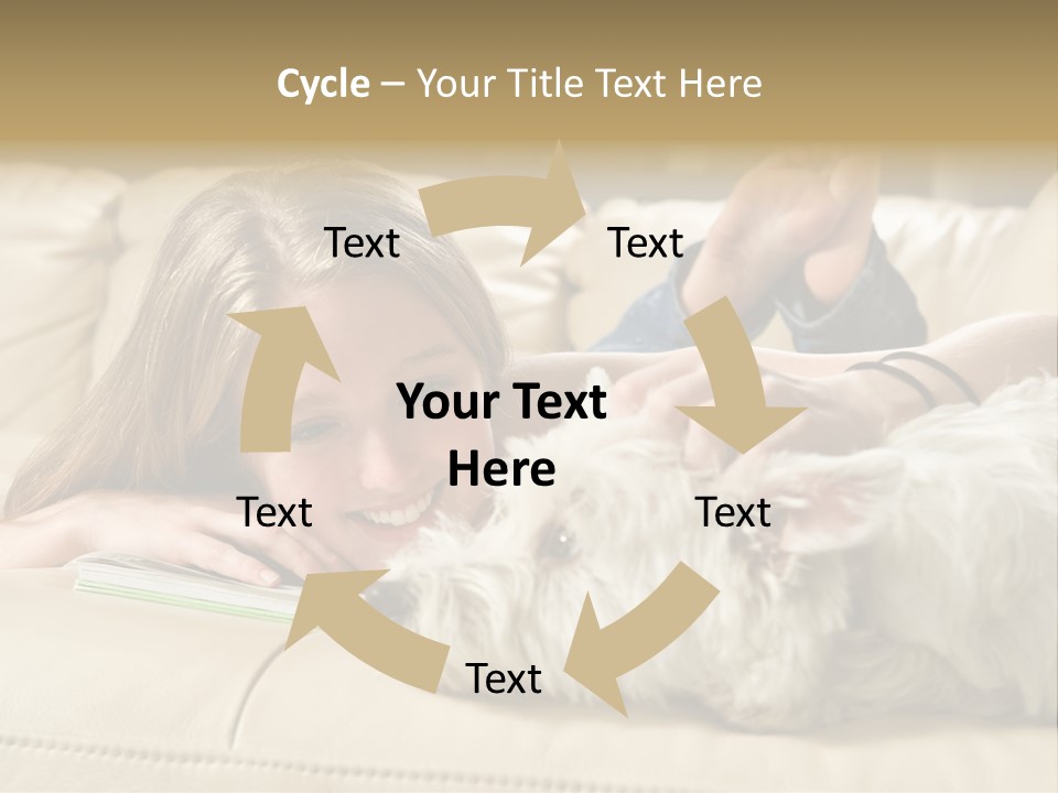 Portrait Of A Cute Young Woman Enjoying Quality Time With Her White West Highland Terrier, Jack PowerPoint Template