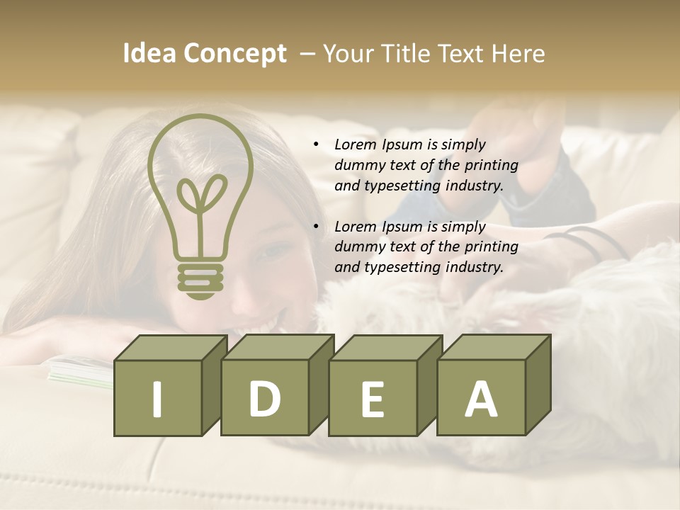 Portrait Of A Cute Young Woman Enjoying Quality Time With Her White West Highland Terrier, Jack PowerPoint Template