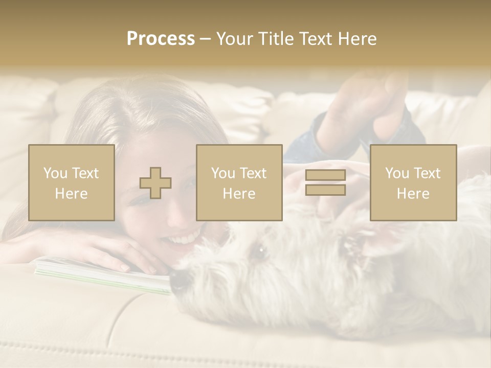 Portrait Of A Cute Young Woman Enjoying Quality Time With Her White West Highland Terrier, Jack PowerPoint Template