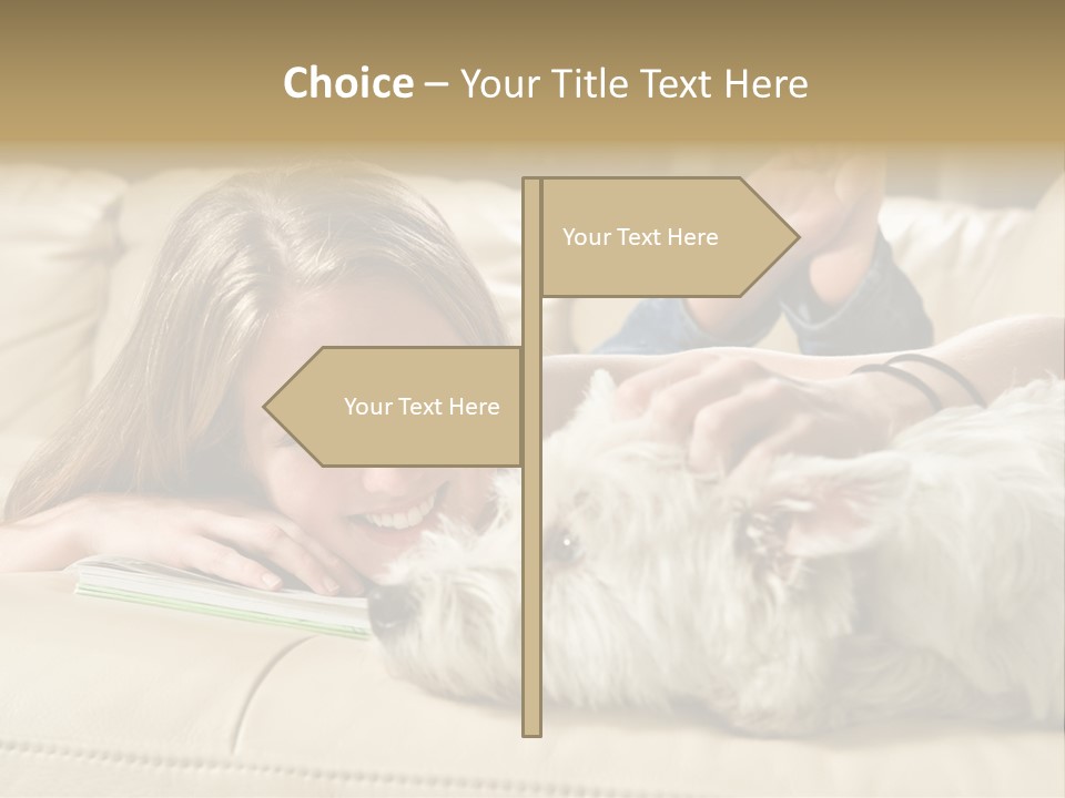 Portrait Of A Cute Young Woman Enjoying Quality Time With Her White West Highland Terrier, Jack PowerPoint Template