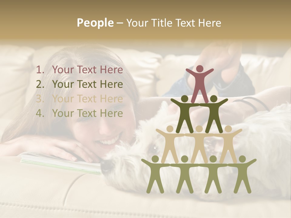 Portrait Of A Cute Young Woman Enjoying Quality Time With Her White West Highland Terrier, Jack PowerPoint Template