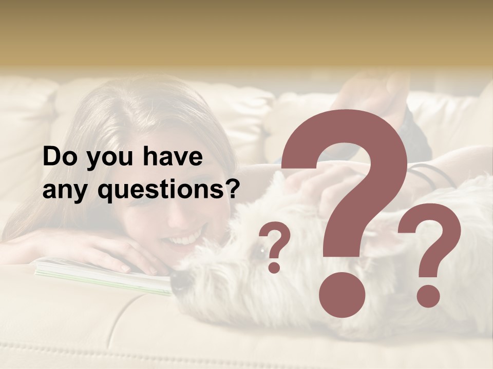 Portrait Of A Cute Young Woman Enjoying Quality Time With Her White West Highland Terrier, Jack PowerPoint Template