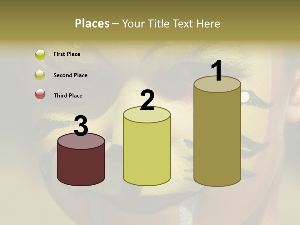 Close-Up Of Child Painted In The Face As A Tiger PowerPoint Template