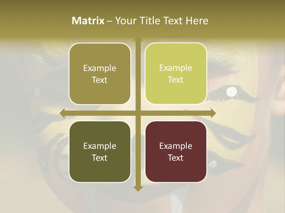 Close-Up Of Child Painted In The Face As A Tiger PowerPoint Template