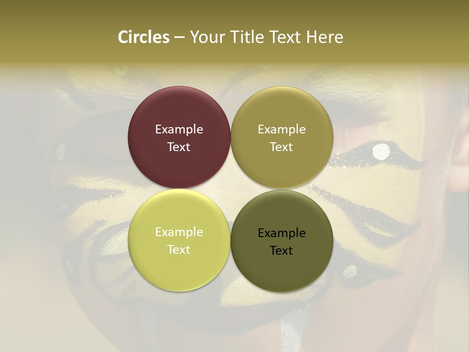 Close-Up Of Child Painted In The Face As A Tiger PowerPoint Template