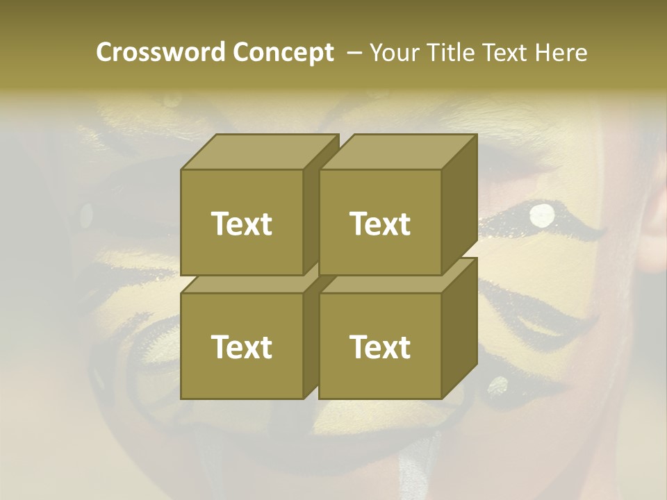 Close-Up Of Child Painted In The Face As A Tiger PowerPoint Template