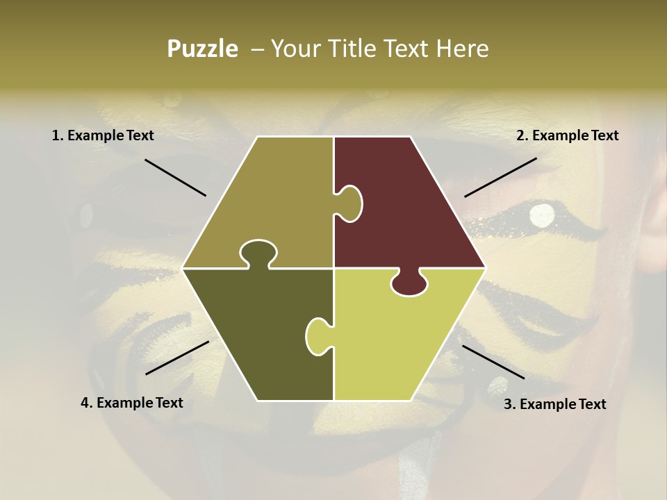 Close-Up Of Child Painted In The Face As A Tiger PowerPoint Template