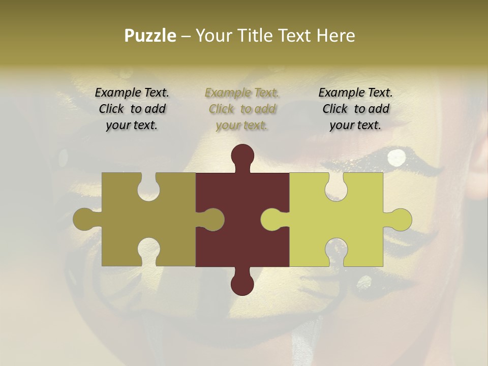 Close-Up Of Child Painted In The Face As A Tiger PowerPoint Template