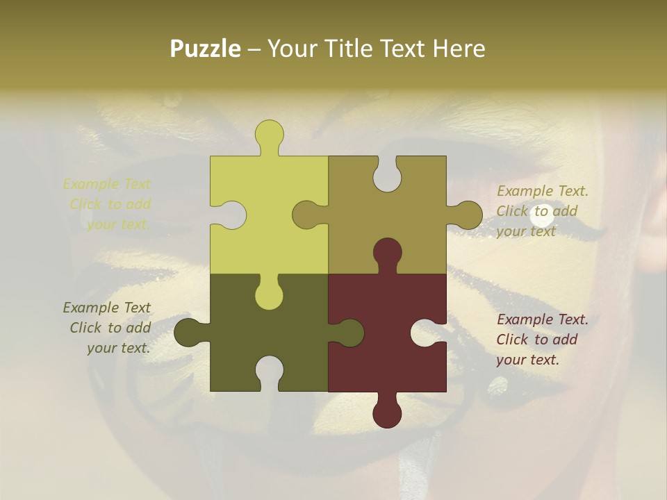 Close-Up Of Child Painted In The Face As A Tiger PowerPoint Template