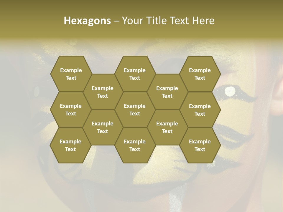 Close-Up Of Child Painted In The Face As A Tiger PowerPoint Template