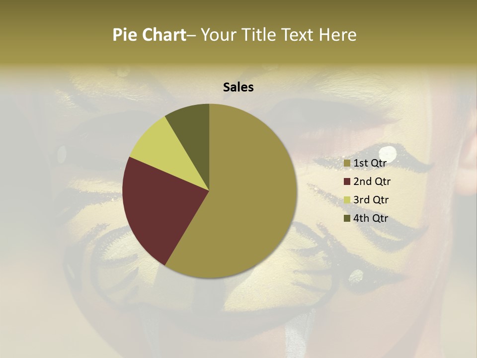 Close-Up Of Child Painted In The Face As A Tiger PowerPoint Template