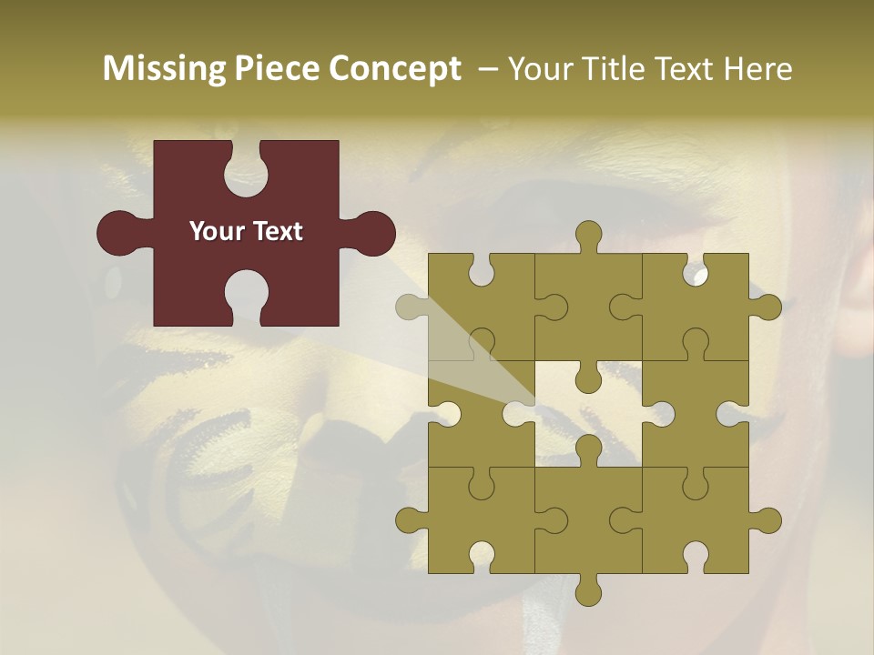 Close-Up Of Child Painted In The Face As A Tiger PowerPoint Template