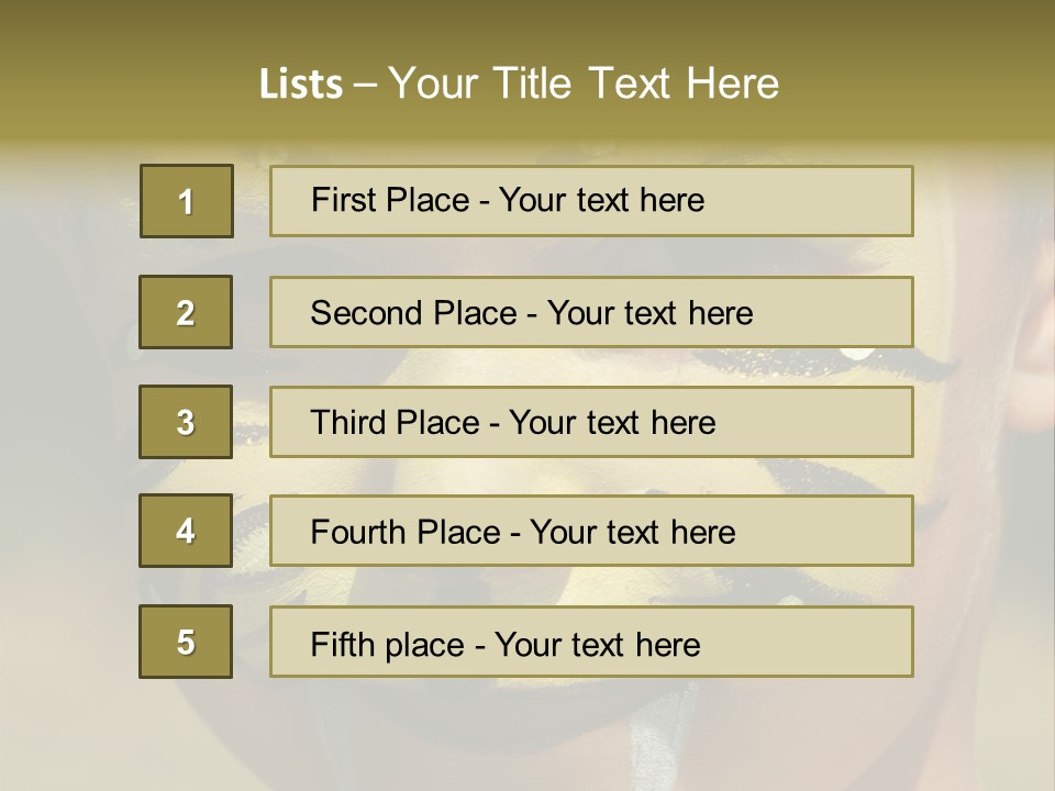 Close-Up Of Child Painted In The Face As A Tiger PowerPoint Template