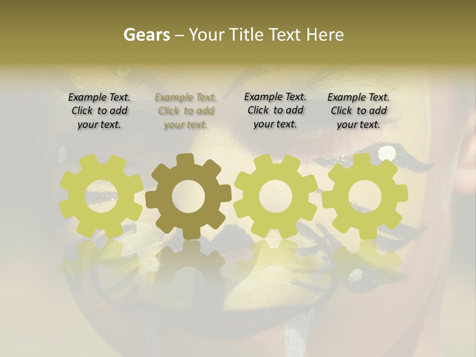 Close-Up Of Child Painted In The Face As A Tiger PowerPoint Template