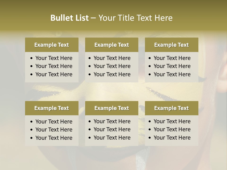 Close-Up Of Child Painted In The Face As A Tiger PowerPoint Template