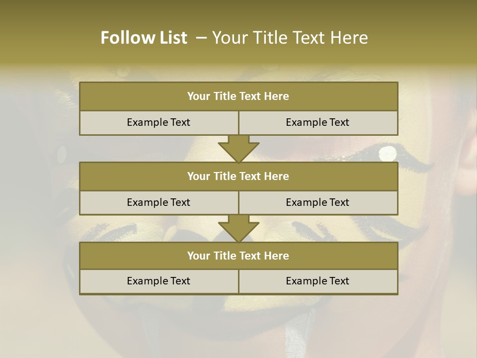 Close-Up Of Child Painted In The Face As A Tiger PowerPoint Template