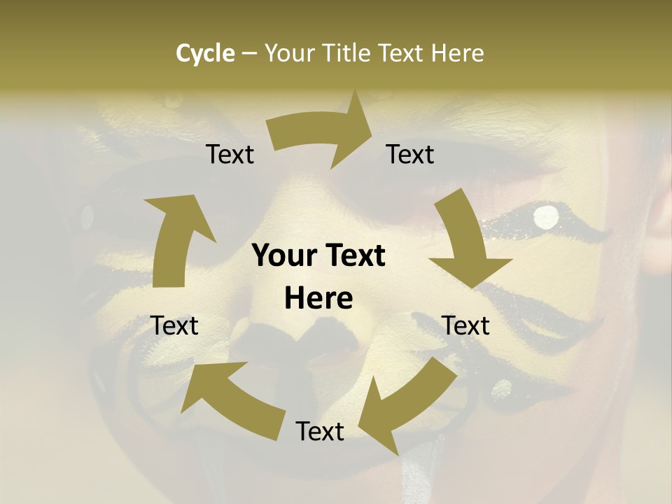 Close-Up Of Child Painted In The Face As A Tiger PowerPoint Template