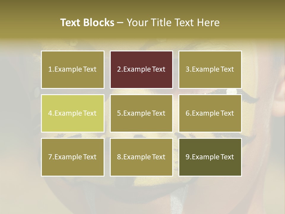 Close-Up Of Child Painted In The Face As A Tiger PowerPoint Template