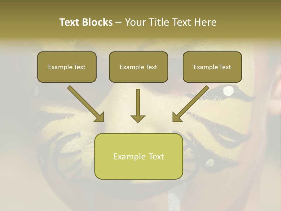 Close-Up Of Child Painted In The Face As A Tiger PowerPoint Template