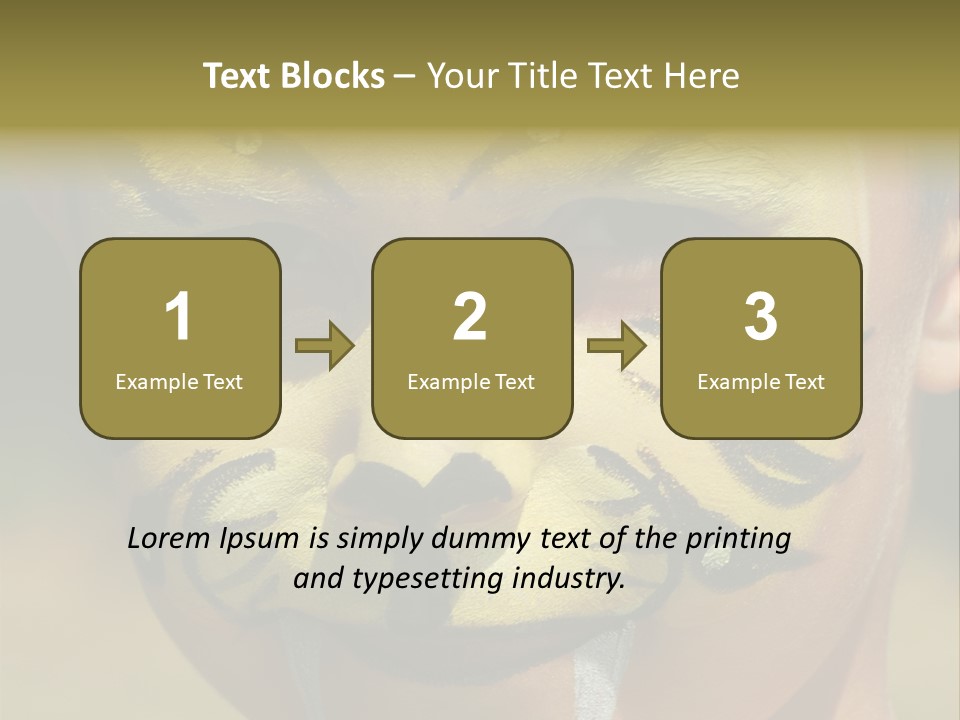 Close-Up Of Child Painted In The Face As A Tiger PowerPoint Template