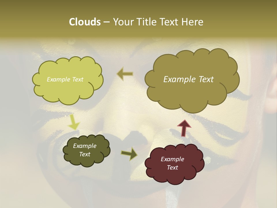 Close-Up Of Child Painted In The Face As A Tiger PowerPoint Template